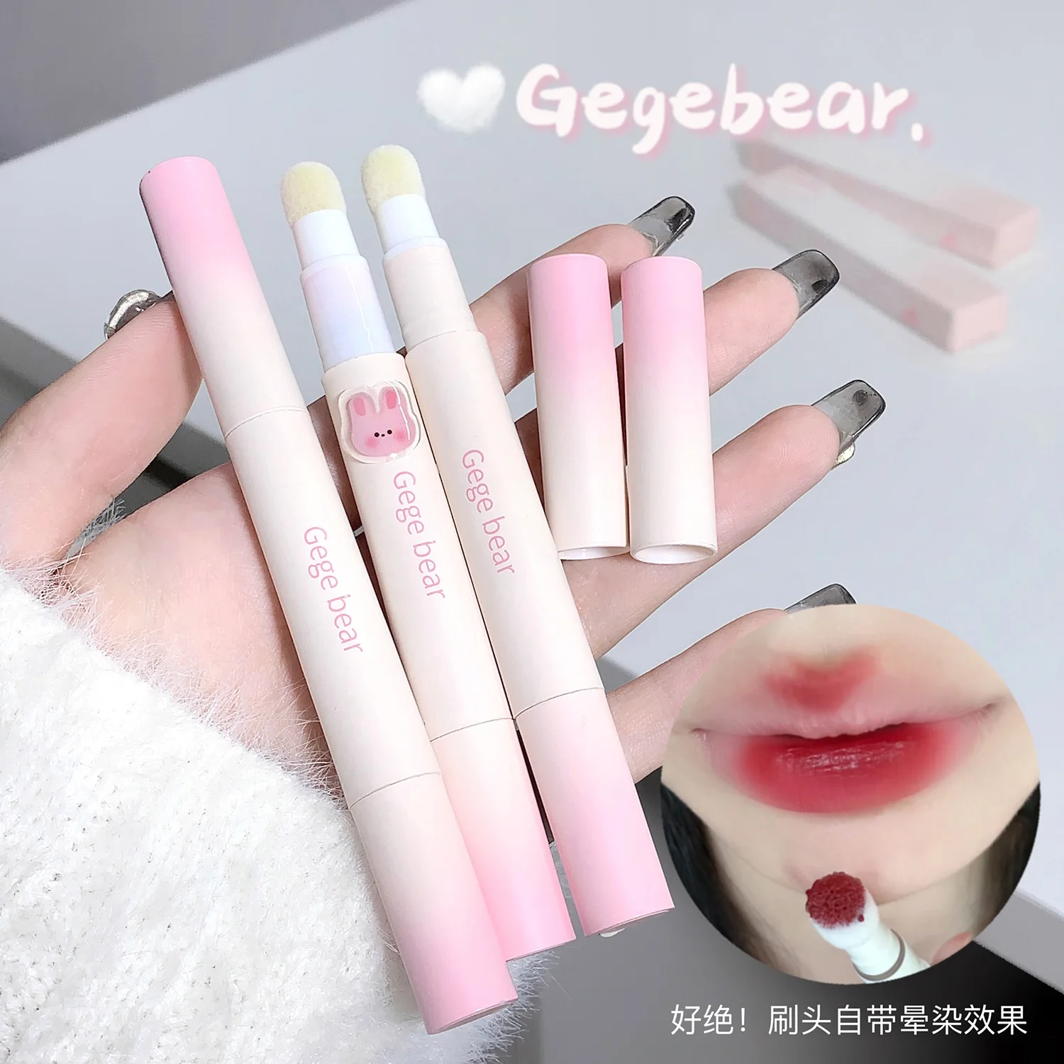 Gege bear Hot selling Top Wholesale cosmetics OEM Precise Lips Cosmetic Matte Lipstick with Soft Sponge Head