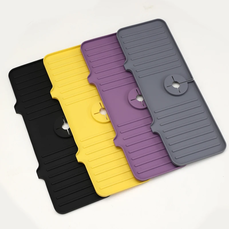 Silicone Faucet Mat For Kitchen Sink Splash Countertop Guard Bathroom Water Catcher Mat Sink Draining Pad Faucet Drip Protector