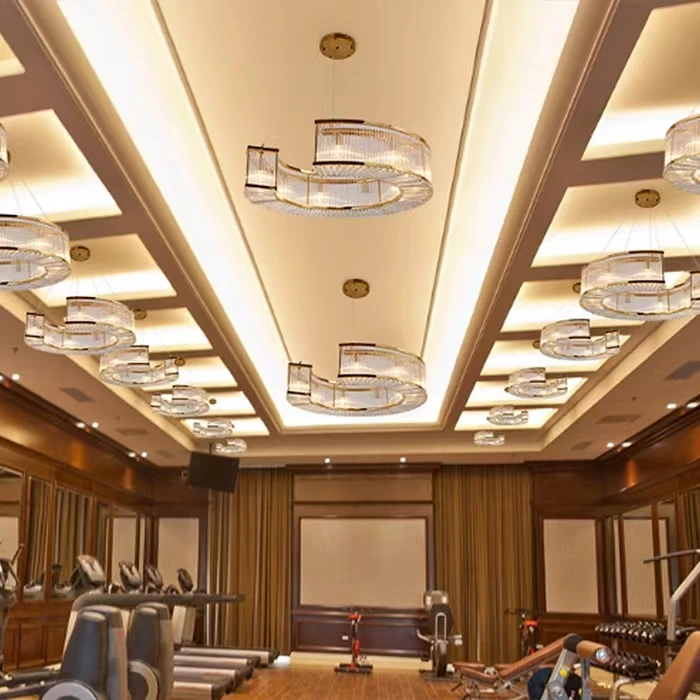 Custom engineering large combination type C crystal ceiling chandelier  pendent light for banquet hall hotel lobby club