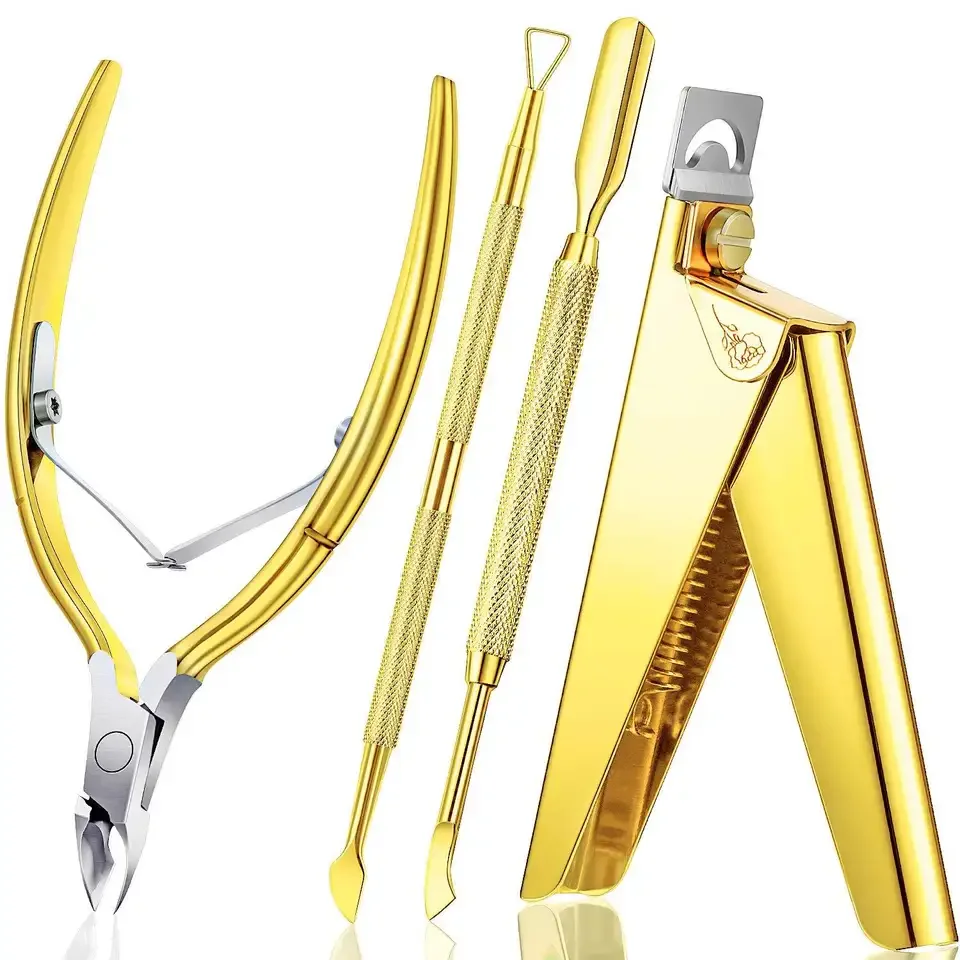 Customizable Stainless Steel French Nail Tips Cutter&Pusher&Cuticle Nipper Rose Gold Color Match Manicure Tools OEM/ODM BeiEn