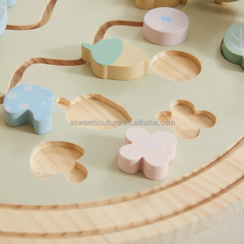 Asweets OEM/ODM wooden Table belt track Educational Learning Toys Round TableSensory Play Table Kids Table Activity