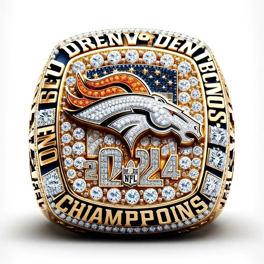 2024 на заказ Denver Broncos Championship кольца-роскошный позолоченный дизайн, инкрустированный бриллиантами