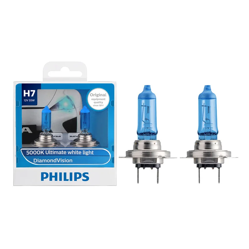 Philips Xenon  Halogen H7 12V 55W Diamond Vision 5000K halogen bulb LED headlight with ECE, DOT