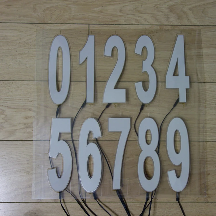 Large Size Flexible Customized EL Panel Backlight 0-9 shape Wonderful Flashing Sheet EL Light Up Led EL Numbers