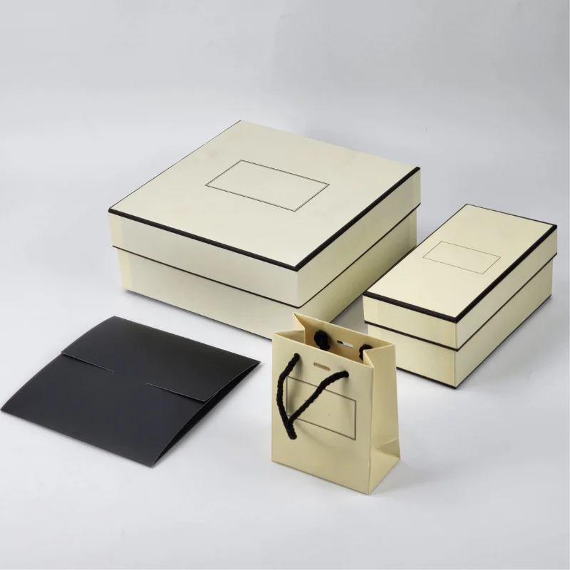 Recyclable Art Texture Paper Luxury Perfume Paper Packaging Gift Set Box with Paper Bag and Thank You Card Envelope