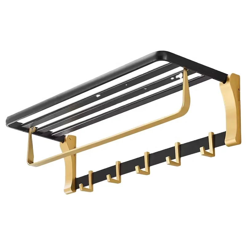 Aluminum Alloy Bathroom Accessories Towel Rack Towel Bar Double Pole Bathroom Towel Holder