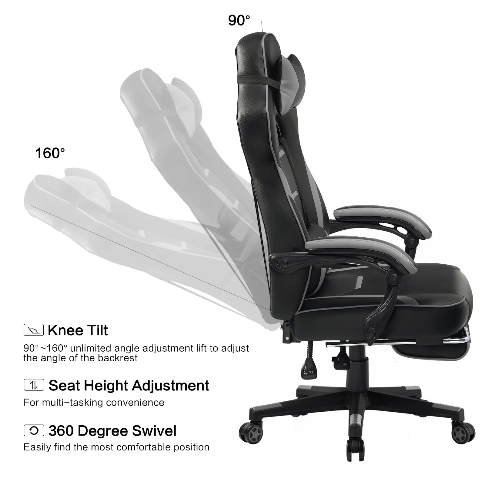 Peru Factory Direct Quality Gaming Chair Leg Rest Ergonomic Gaming Chair with Footrest PU Leather Office Desk Chair High Back