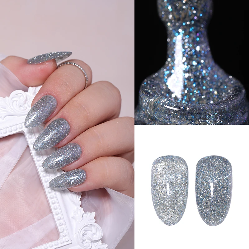4 Colors 10ml Glitter Soak off Platinum UV Led Gel Galaxy Glitter Gel Polish Soak off Platinum Glitter Gel Polish Nail Art