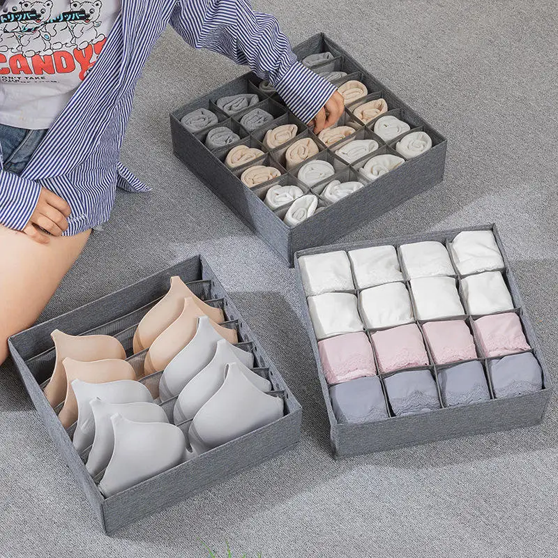 24 Girds Socks Panties Drawer Dividers Home Closet Organization Foldable Underwear Bra Organizer Storage Box Organizer 16 Grid