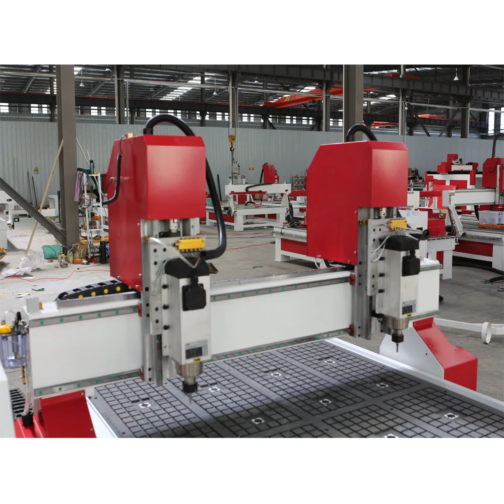 High quality Double spindle 1325 servo motor wood router cnc with Aluminum table  for wood mdf and Acrylic