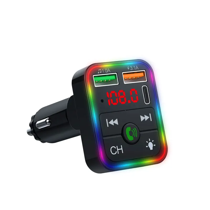 Car Hands-Free BT-compaitable 5.0 FM Transmitter Car Kit 2 USB Fast Charger MP3 Modulator Player Handsfree Audio Receiver