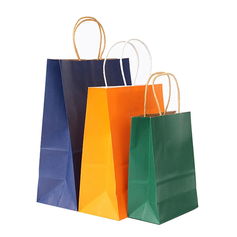 custom logo printed biodegradable luxury reusable foldable carry gift clothes blank white kraft paper shopping bag with handle
