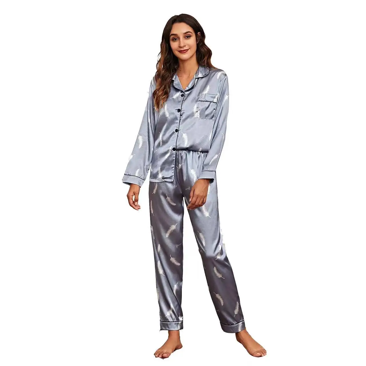 Satin Silk Pajamas for Women Summer Pyjamas Home Clothes