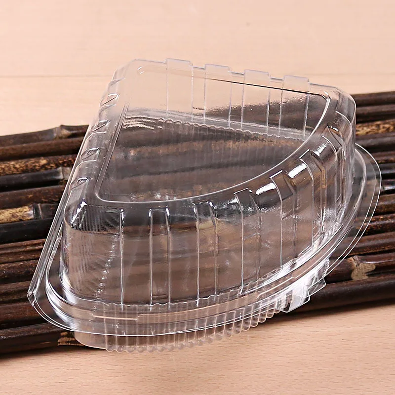 Triangle cheese package 8 inch cut cheese bread packaging box Plastic transparent baked pastry layer packing box