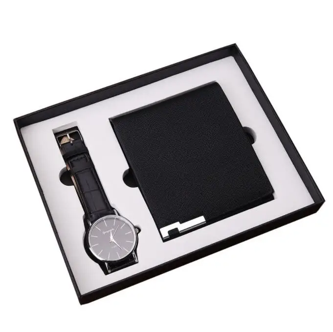 Fashion design business mens purse credit wallet father days gift customization Watch and wallet set
