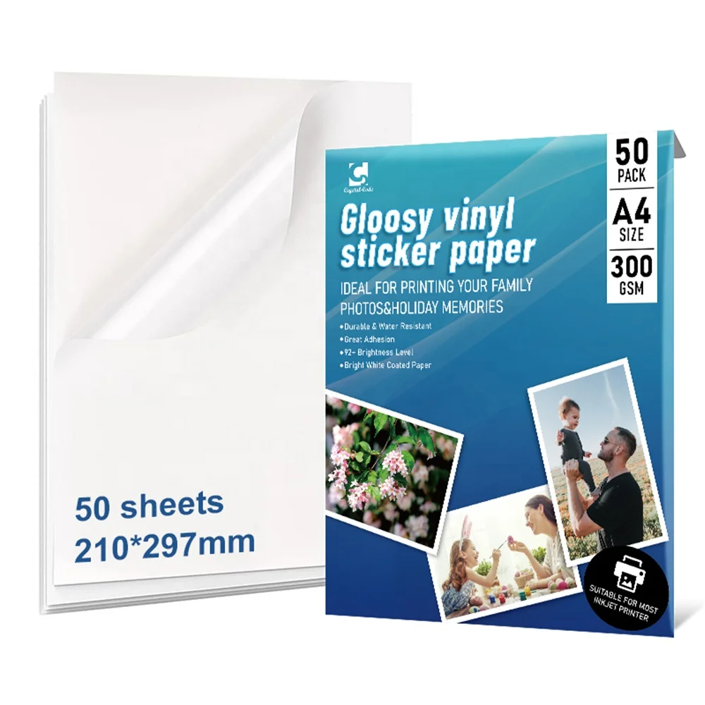 New Product Crystal Code Matte Sheet A4 Glossy White Transparency Vinyl Stickers Pearlescent Sticker Paper Inkjet