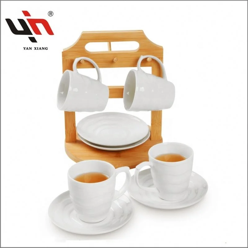 White Porcelain Mug Cup Set of 2 Ceramic Tea Cups Wholesale Handmade Ceramic Cup And Saucer set For Gift