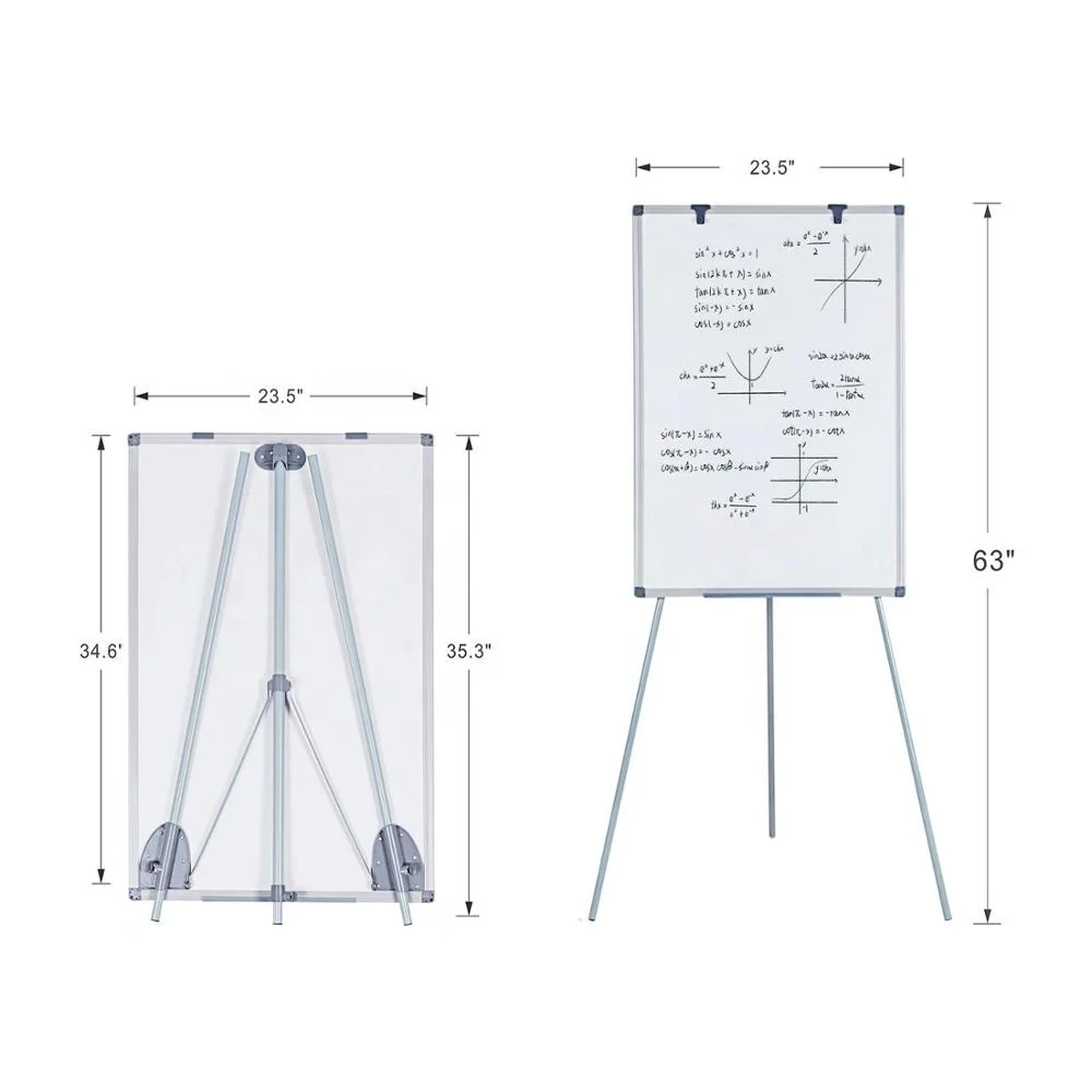 Office meeting supplies magnetic whiteboard easel foldable tripod flip chart board with stand
