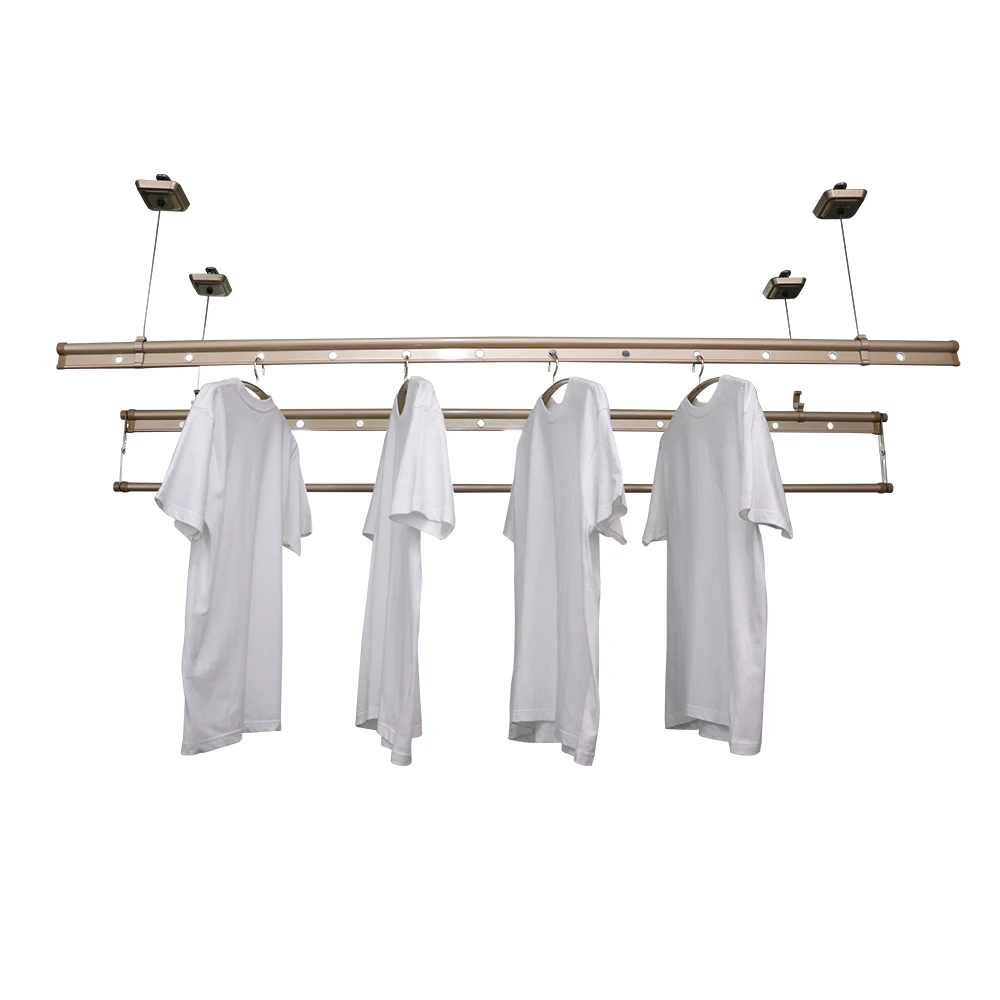 Factory Wholesale Operated Stainless Steel Wire Rope Hand Lift  Drying Rack Clothes Horse