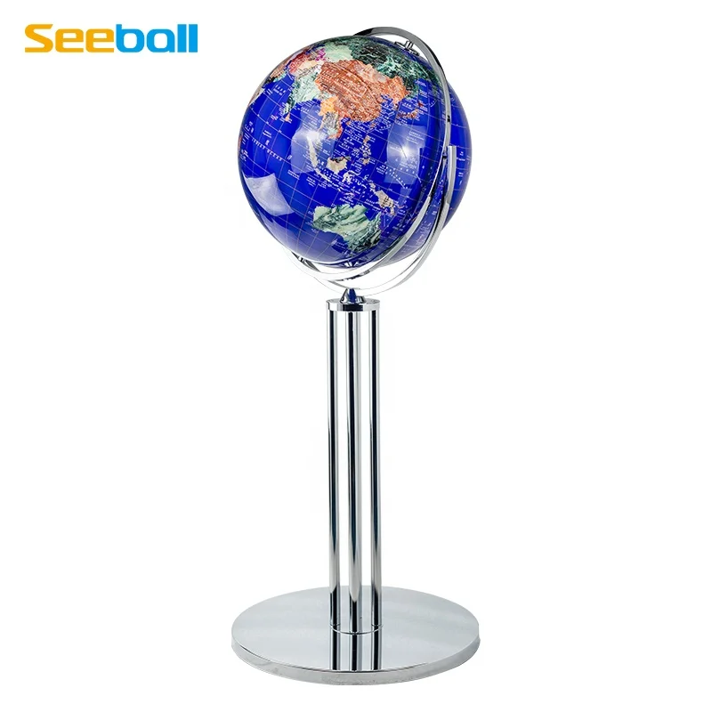 Seeball 42 cm four-column vertical bright chrome universal globe decorative map globe equipment