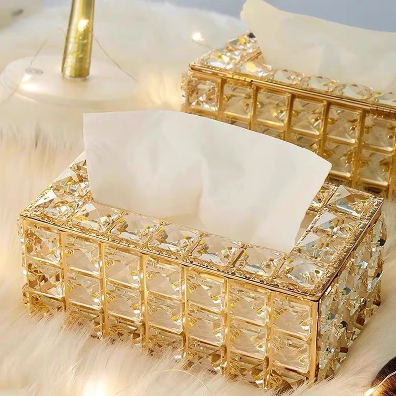 Коробка для украшения дома в европейском стиле, креативная светлая роскошная хрустальная коробка для салфеток, современный отель, 22 Квадратные бусины, коробка для салфеток