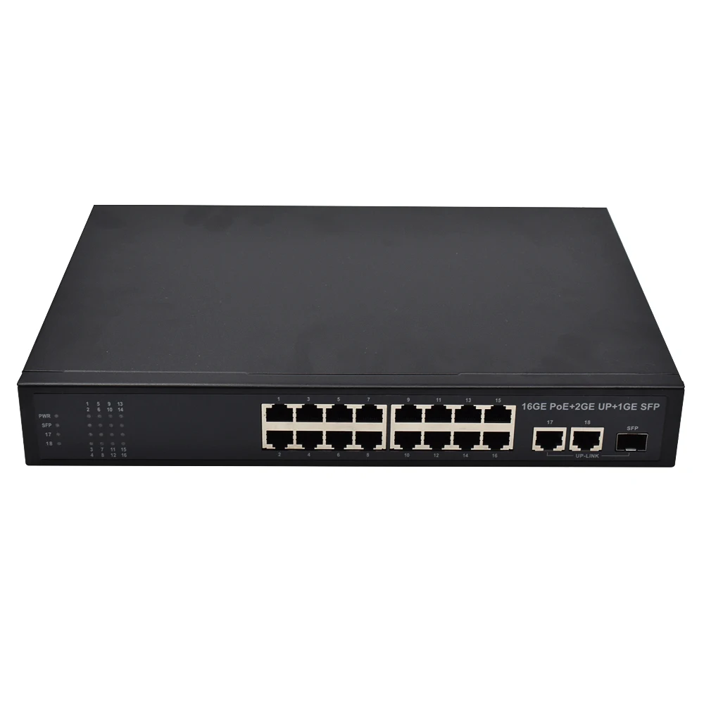 48v Best Oem Factory 16 Ports Unmanaged Gigabit Cctv Accessories Poe Switch For Ip Camera