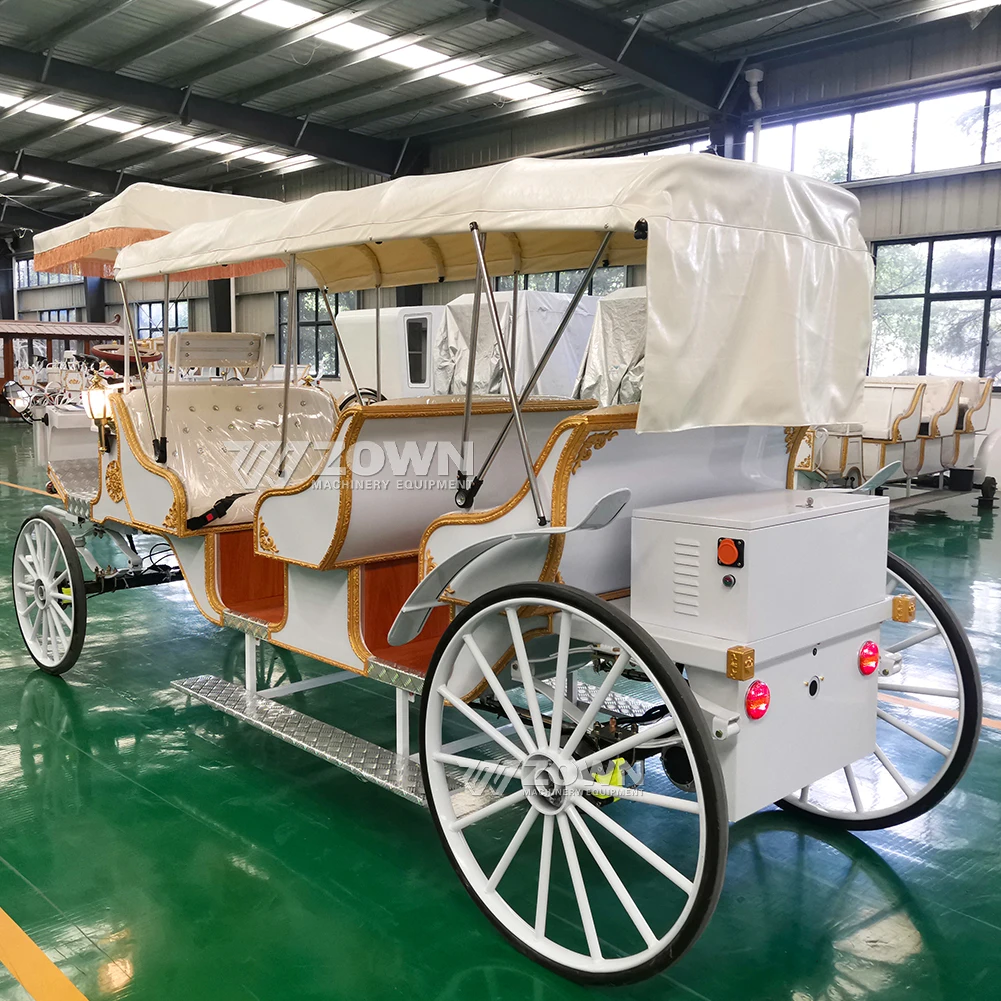 Factory Direct Wholesale Price White Sightseeing Electric Drive Carriage Luxury Vintage Victoria Horse Carriage for Sale