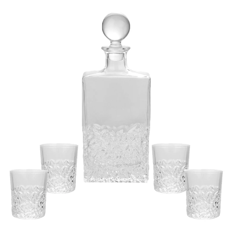 Customized Drinking Wine Glasses Set of 4 Clear Wine Glass Liquor Bottle Whiskey Decanter Set Glass Gift