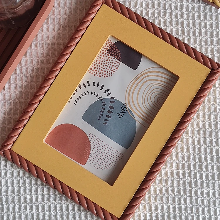 Picture Frames 4x6 inch Pack of 3 Piece in Plastic Glass MDF Shallow Orange Color Frame, Display Pictures 4X6