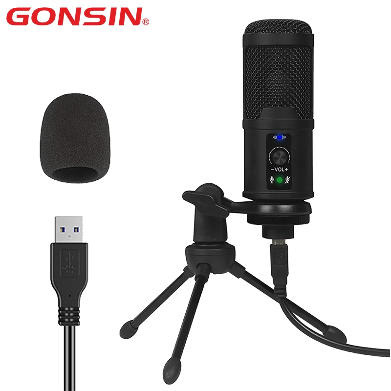 GONSIN USB Computer Condenser Microphone for Live Streaming Recording