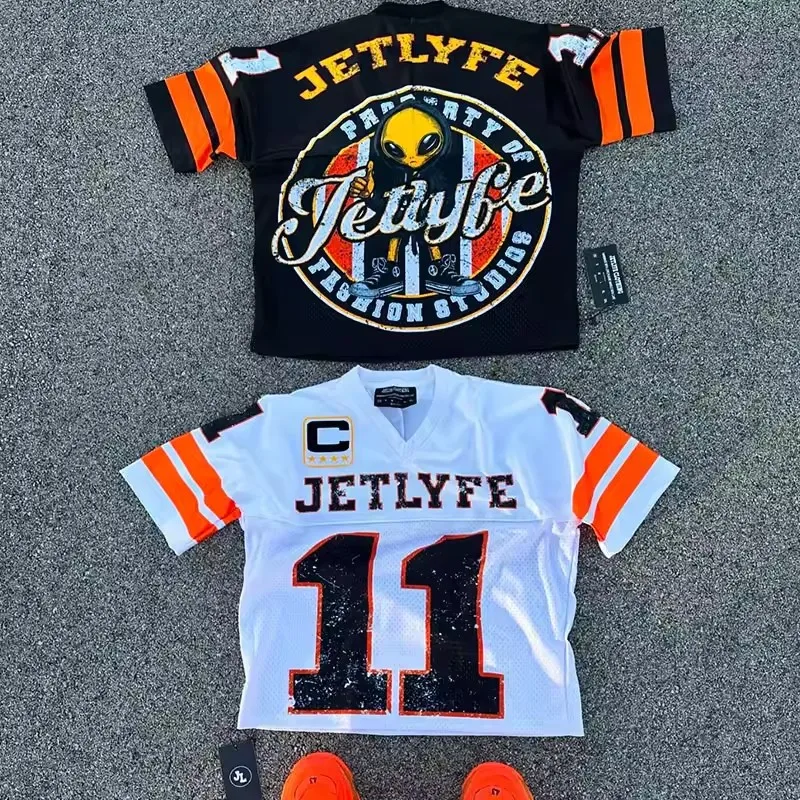 Custom logo Jersey screen Print shirt Wholesale Streetwear Oversized Cropped Tee Top Football Practice Mesh T-Shirt For Men