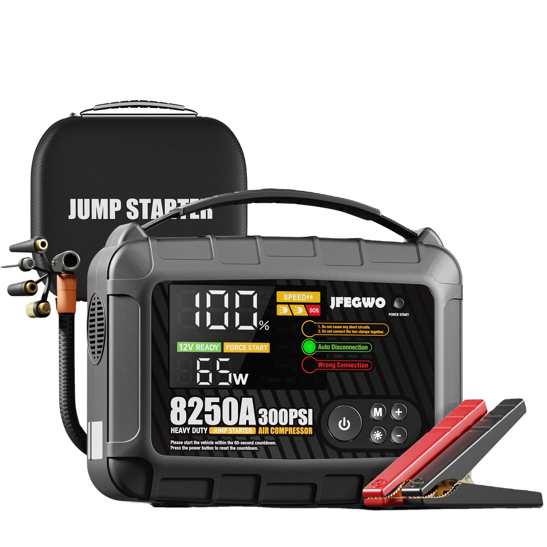 New Portable Multi-Function Best 12v Car Battery Jump Starter With Air Compressor Pump Tyre Inflator Power Bank Station Pack Kit