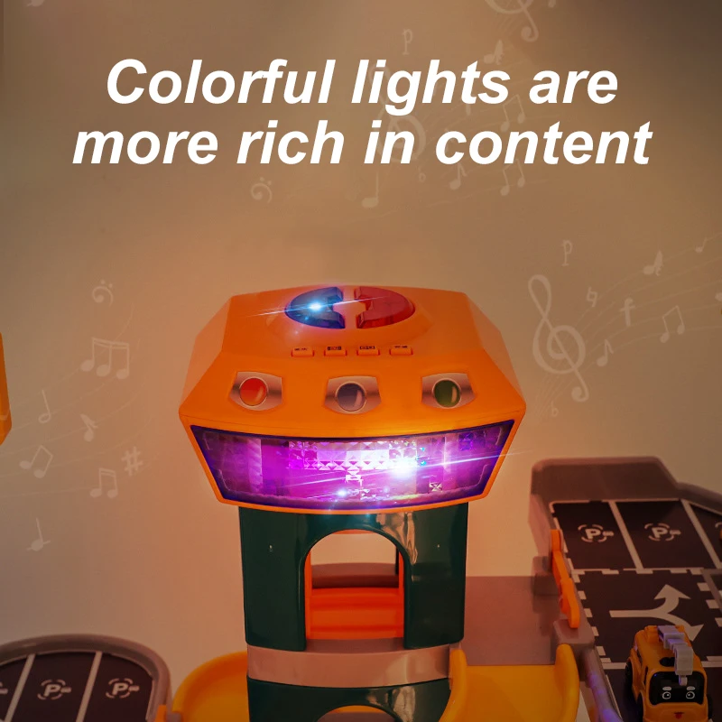 Electric multilayer car parking lot track toy set Kids DIY assembly educational station pretend play parking lot garage toy set