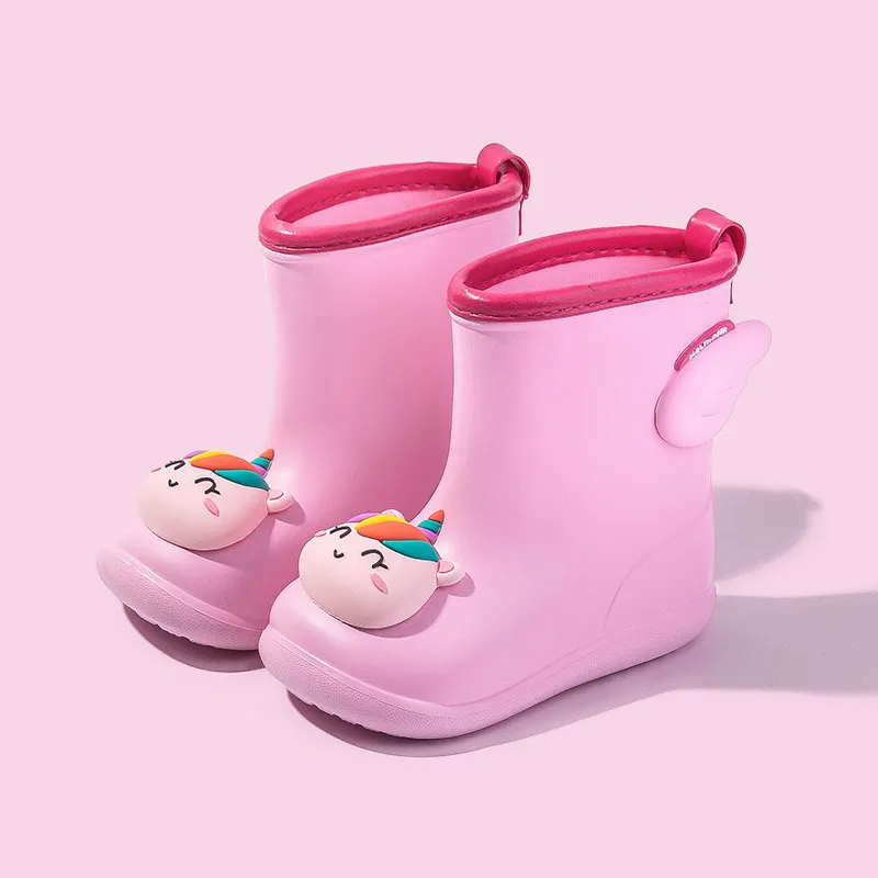 Cute Cartoon Children Kids Boots Mid-Calf Height Waterproof Ankle Rubber Boots For Winter EVA Rain Boots For Kids