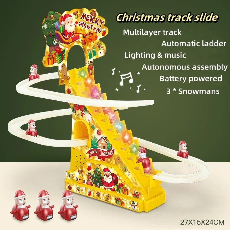 Christmas track slide stairs toys Plastic Game Set Race Electric Slide Track Toys Game