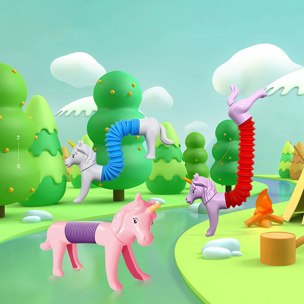 Creative Stretchable Spring Tube Variable Telescopic Decompression Toy DIY Plastic Animal Child Leisure Toys Desktop Ornaments