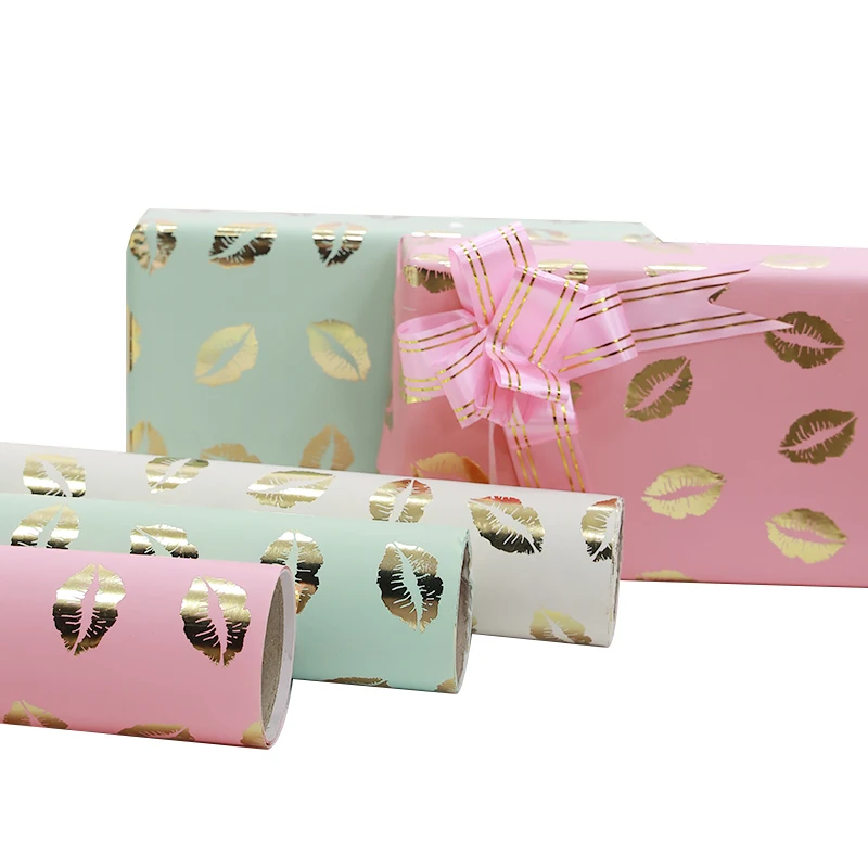 Low Moq Flower Wrapping Paper Bouquets Hot Foil Wholesale Custom Wrapping Paper Rolls