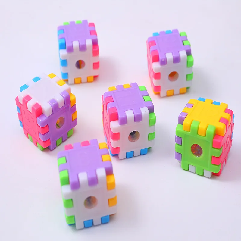 Cartoon Magic Cube Pencil Sharpener for Students, Kawaii Pencil Sharpener for Colored Pencils