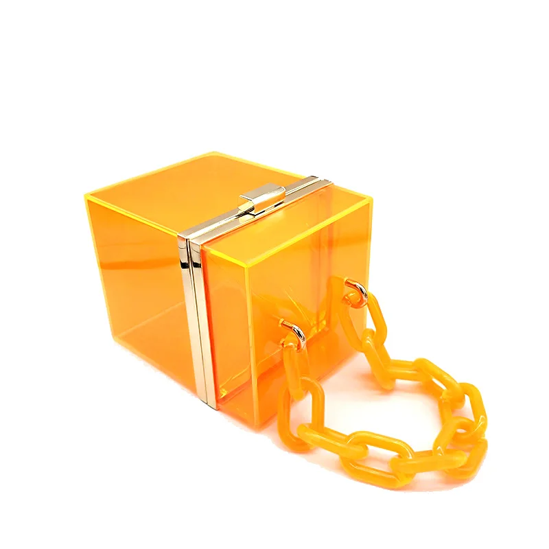 Wholesale not including shipping Women evening party square purses totes solid hard gift box bridal wedding transparent bag