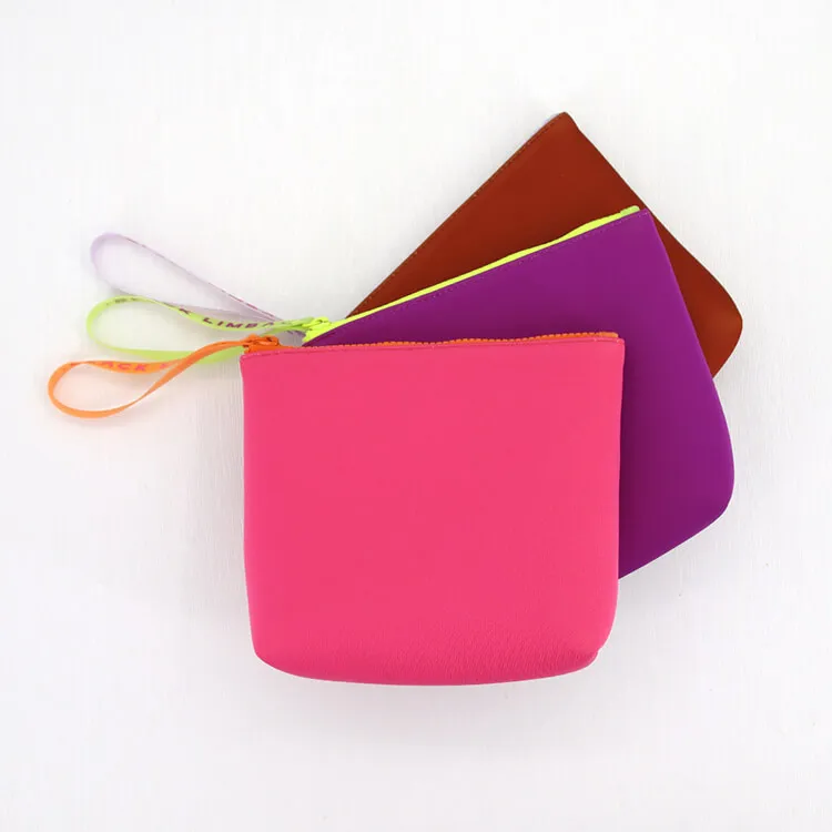 Wholesale Private Label Travel Recycled Cosmetic bag Small Neoprene Make up Bag with Zipper