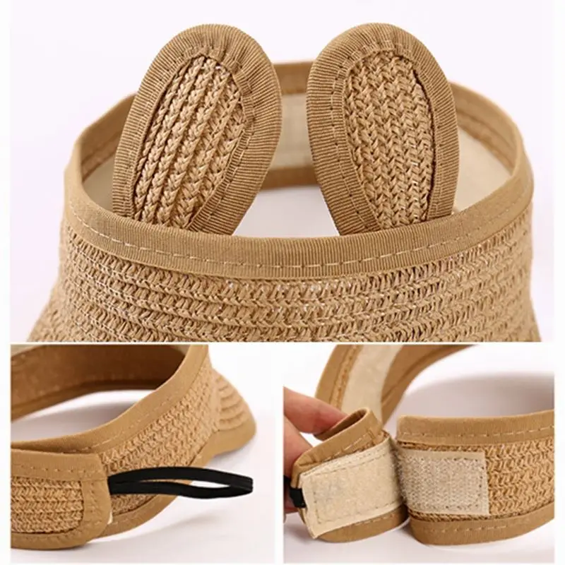 Summer Baby Boys Girls Beach Sun Visor Hat UV Protection Adjustable Packable Kids Toddler Straw Sun Hat