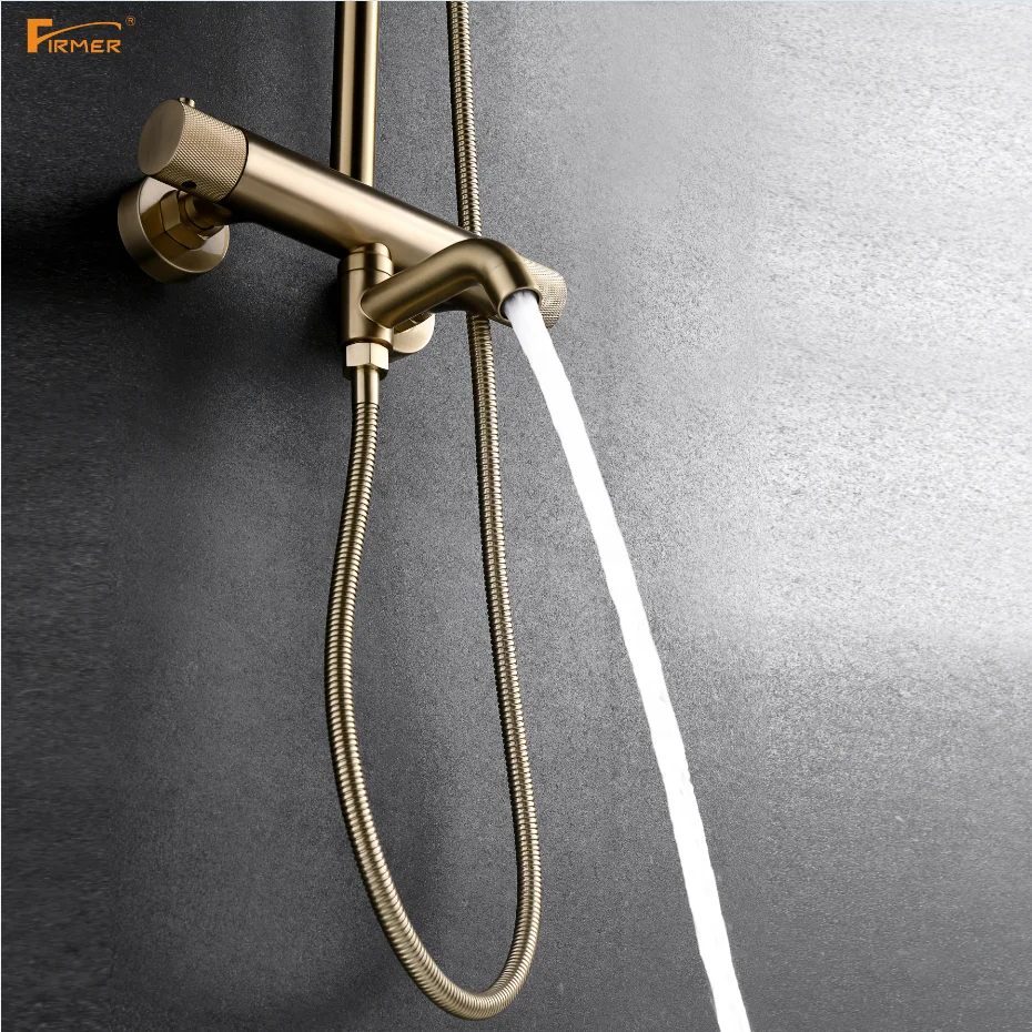 FIRMER 2020 NEW design Sanitary Ware high quality gold  color bathroom rain shower faucet set
