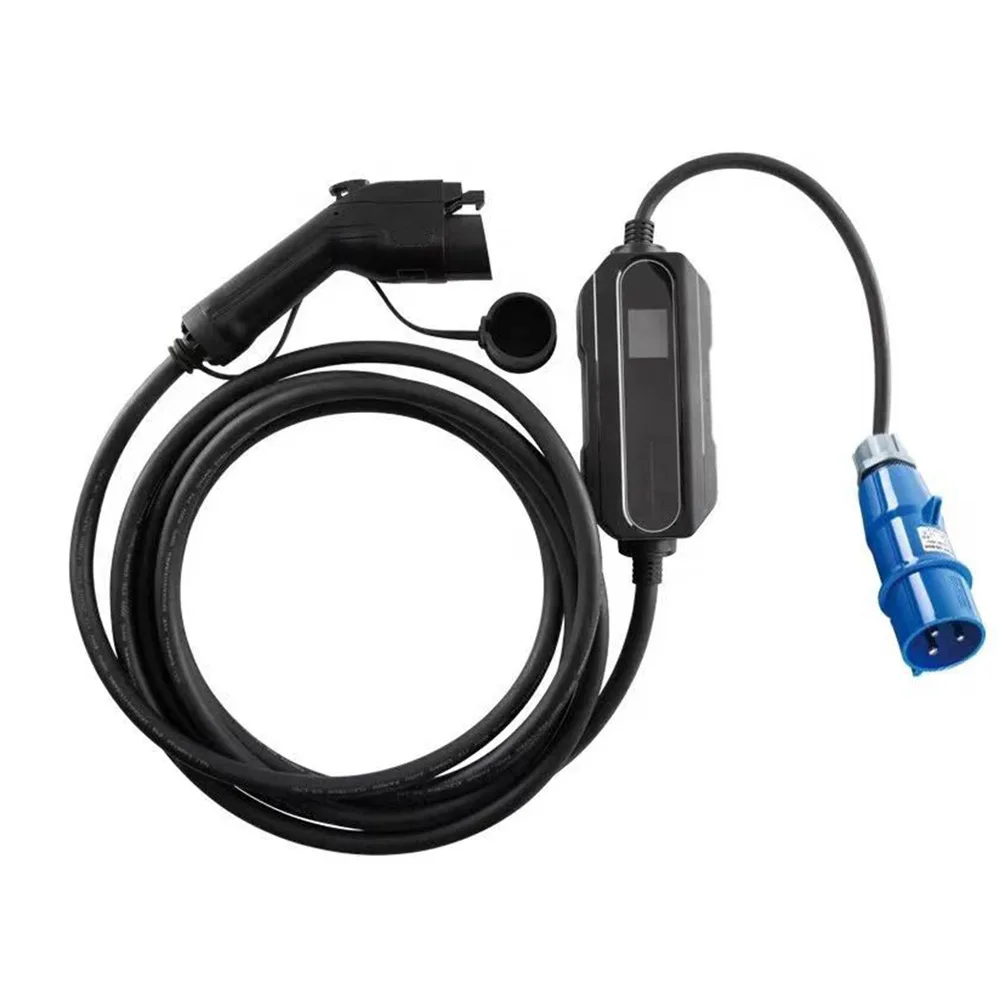 Уровень 2 портативное зарядное устройство типа 2 с CEE Plug 32A зарядное устройство для электромобилей квадратный экран 16A ЖК-зарядка