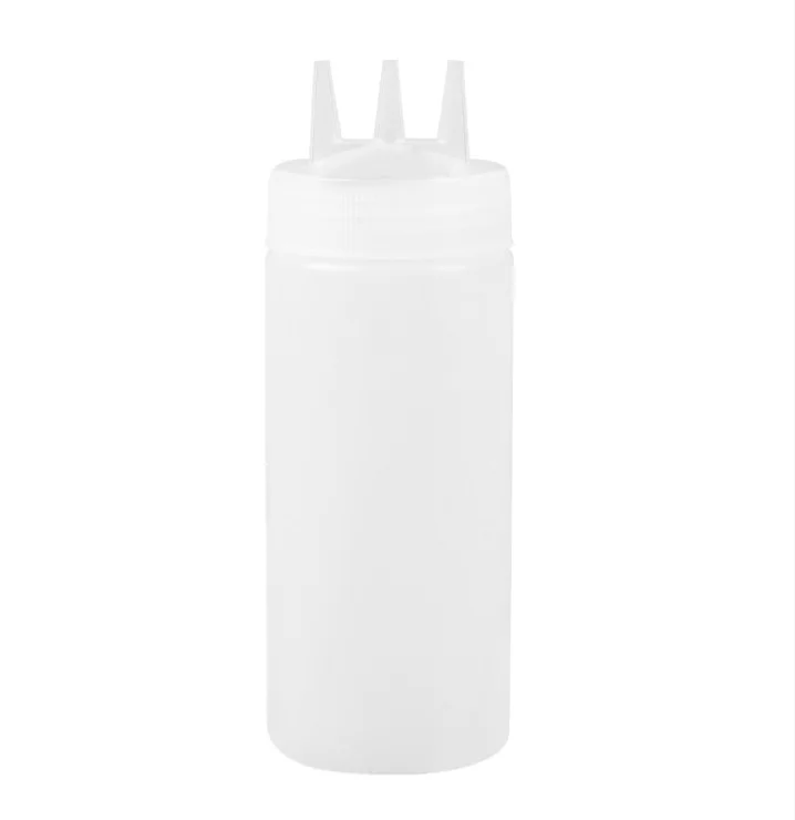 Customized Empty Chili Sauce Bottle Three Head Fast Food Condiment Squeeze Bottle