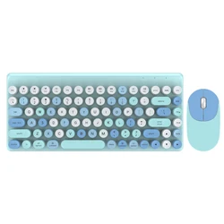 Portable 2.4GHz Wireless Computer Keyboard and Mouse Combo 86 Keys Multi Colored Plug and Play USB Receiver