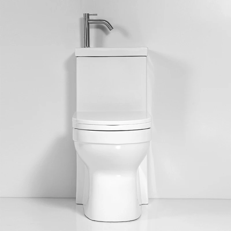 New Design White Bathroom Ceramic Sanitary Wares One Piece Toilet with Top Sink