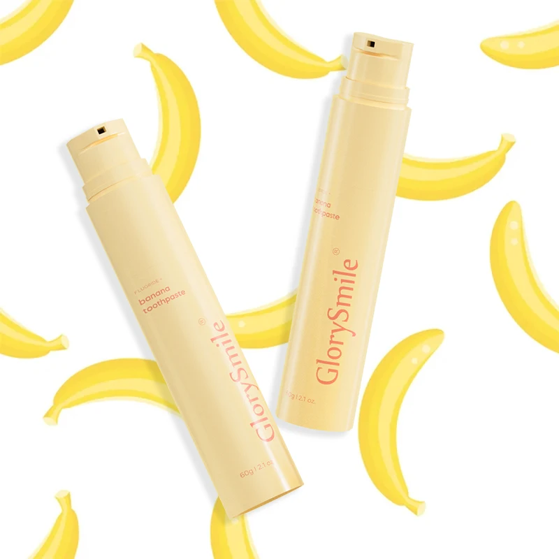 OEM Private Label Banana Fruit Flavored Toothpaste 60g Fresh Breath Fluoride Pump Toothpaste 60g
