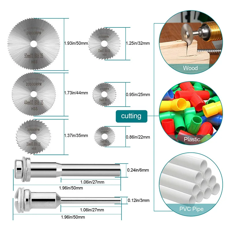 ALPHA 60PCS Diamond Cutting Disc Cutting Metal Wood Copper HSS Mini Circular Saw Blades Set