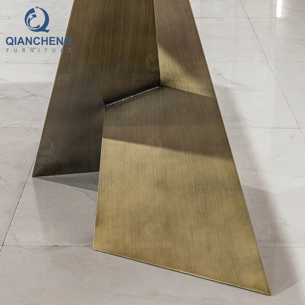 kitchen furniture stainless steel legs dining table luxury design white marble top dinning table set