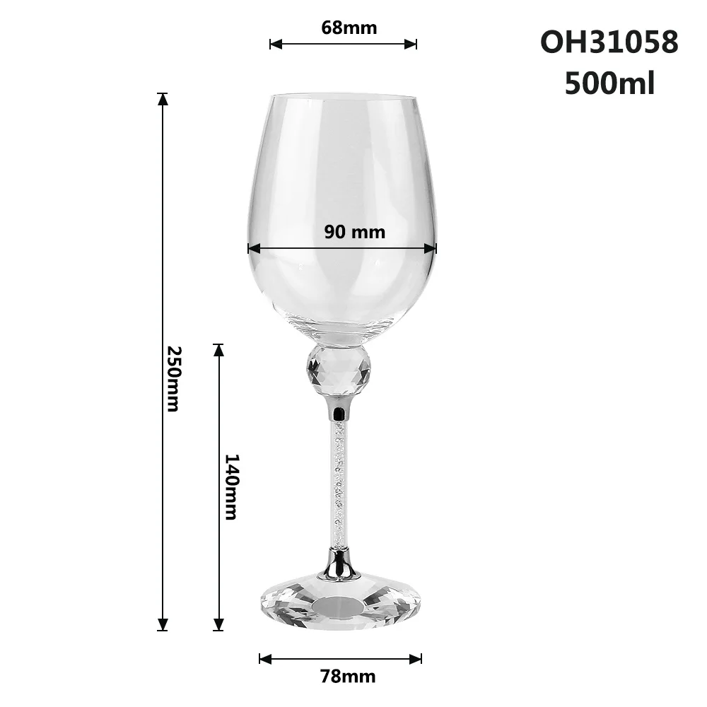 Итальянские бокалы для белого вина с длинным стеблем, 17,6 унций, прозрачный набор из 2 бокалов для красного и белого вина или свадебных торжеств